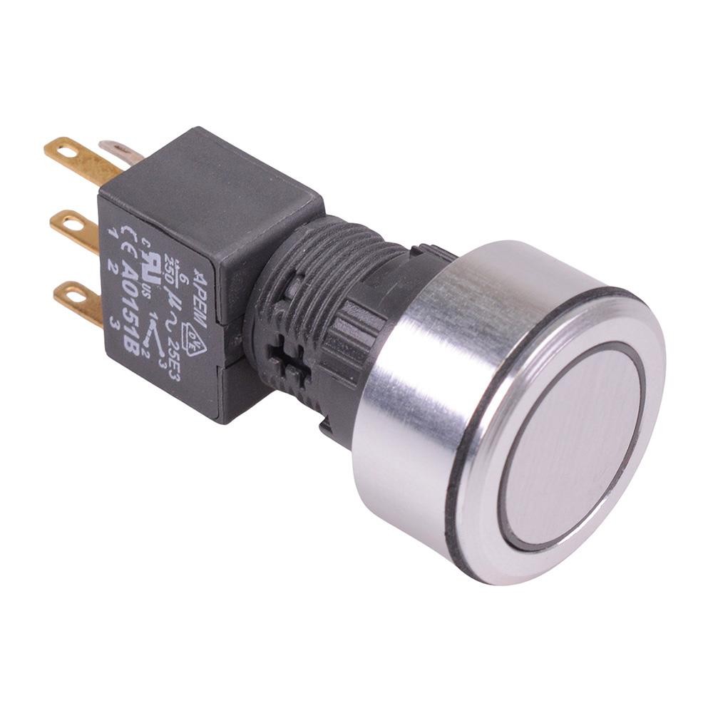 A1PCA1Y120I203 Green 6V LED Momentary Aluminium Push Button Switch SPDT APEM