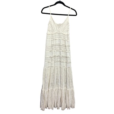 Willow & Clay Cream White Lace Maxi Dress SZ Medium Wedding Cottagecore Fairy