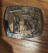 VINTAGE 100 YEARS STATUE OF LIBERTY STERLING TREASURY BELT BUCKLE