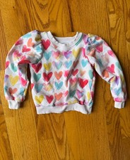 Little Sleepies Play Watercolor Rainbow Hearts Pullover Sweatshirt Size 2T Girls