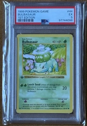Pokémon TCG 1999 Base Set First Edition Bulbasaur #44 PSA 5 Excellent