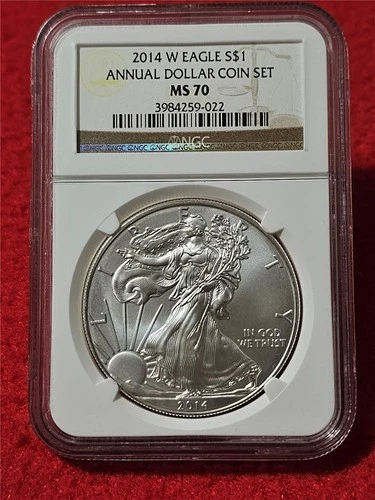 2014-W American Silver Eagle ASE Dollar ANNUAL DOLLAR COIN SET NGC MS 70 #T1301