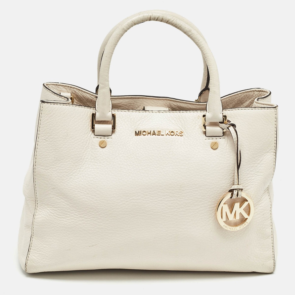MICHAEL KORS ホワイトレザートートバッグ MICHAEL Michael Kors Off White Leather Middle Zip Tote | eBay
