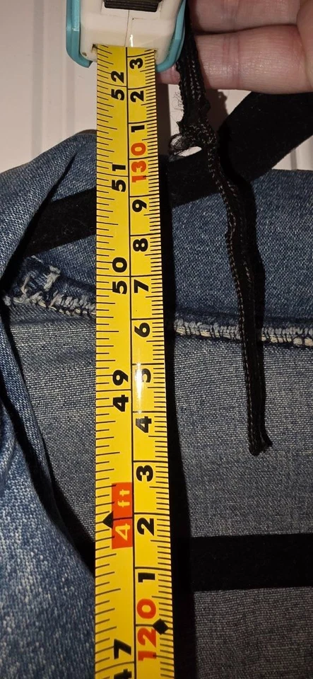 Blanc Noir Mujer Largo Denim Botón Frontal Abrigo Plumero Chaqueta Talla S Azul Foto 4 de 4