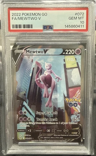 2022 Pokemon SWSH Pokemon GO Mewtwo V #072/078 PSA 10