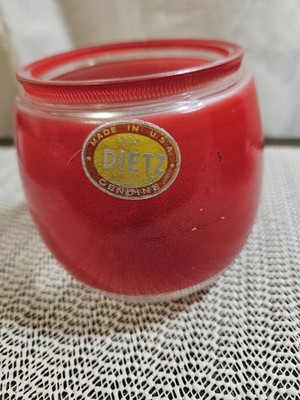 Dietz Globus Satin Rot & Klar Eisenbahn Laterne Ersatz Petroleum Öl Vintage