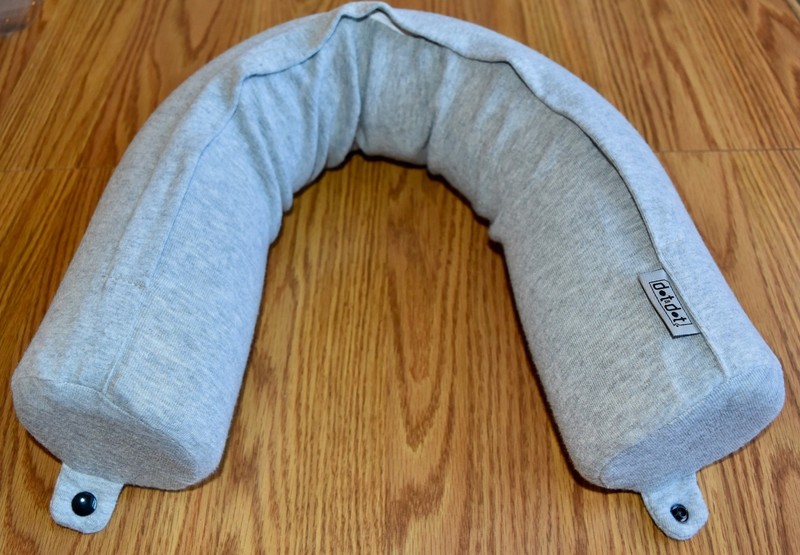 Dot&Dot Bendable Memory Foam Travel Pillow Gray Neck Support Snap Closure