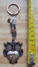 Steampunk Style Owl Keychain Beads Metal