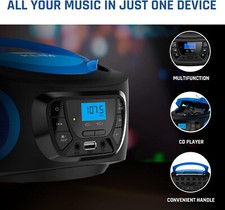 Boombox Portable Recharge Audio System FM Radio CD Player Bluetooth MP3 USB AUX