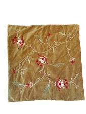 Pottery Barn Crewel Embroidered Pillow Cover Floral Botanical Velvet 18x18