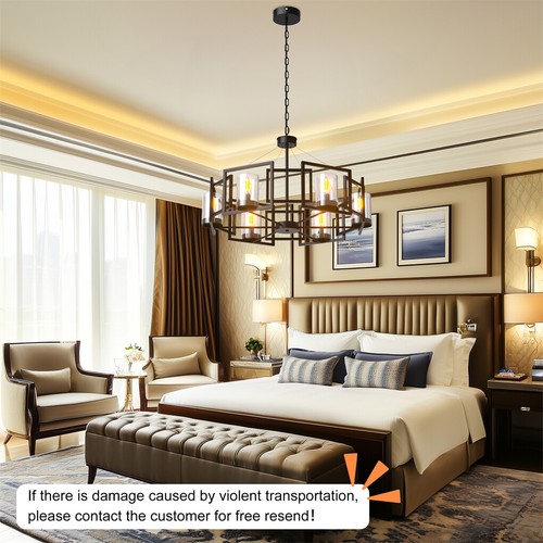 6-Lights Industrial Ceiling Chandelier Dining Room Pendant Lamp Warm Lighting US - Picture 13 of 16
