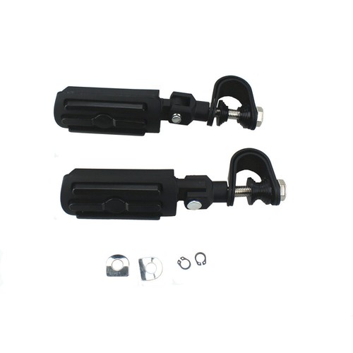 Black Motorcycle Highway Foot Pegs Rests 1-1/4" Engine Crash Bar U-Clamp FootPeg - Picture 3 of 7