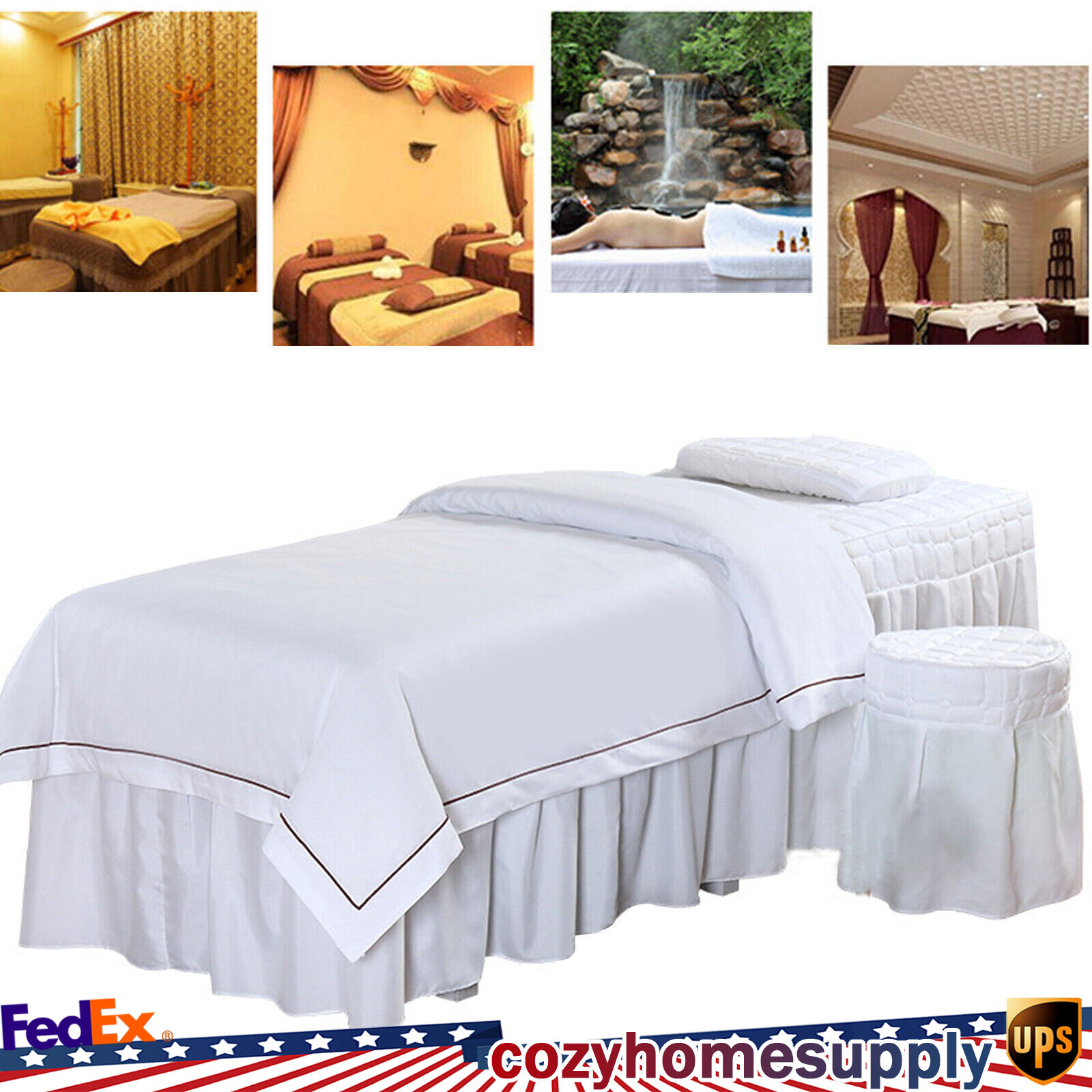 1 Set Beauty Massage Bed Full Cover Table Sheet SPA Cover Skirt Bedspread
