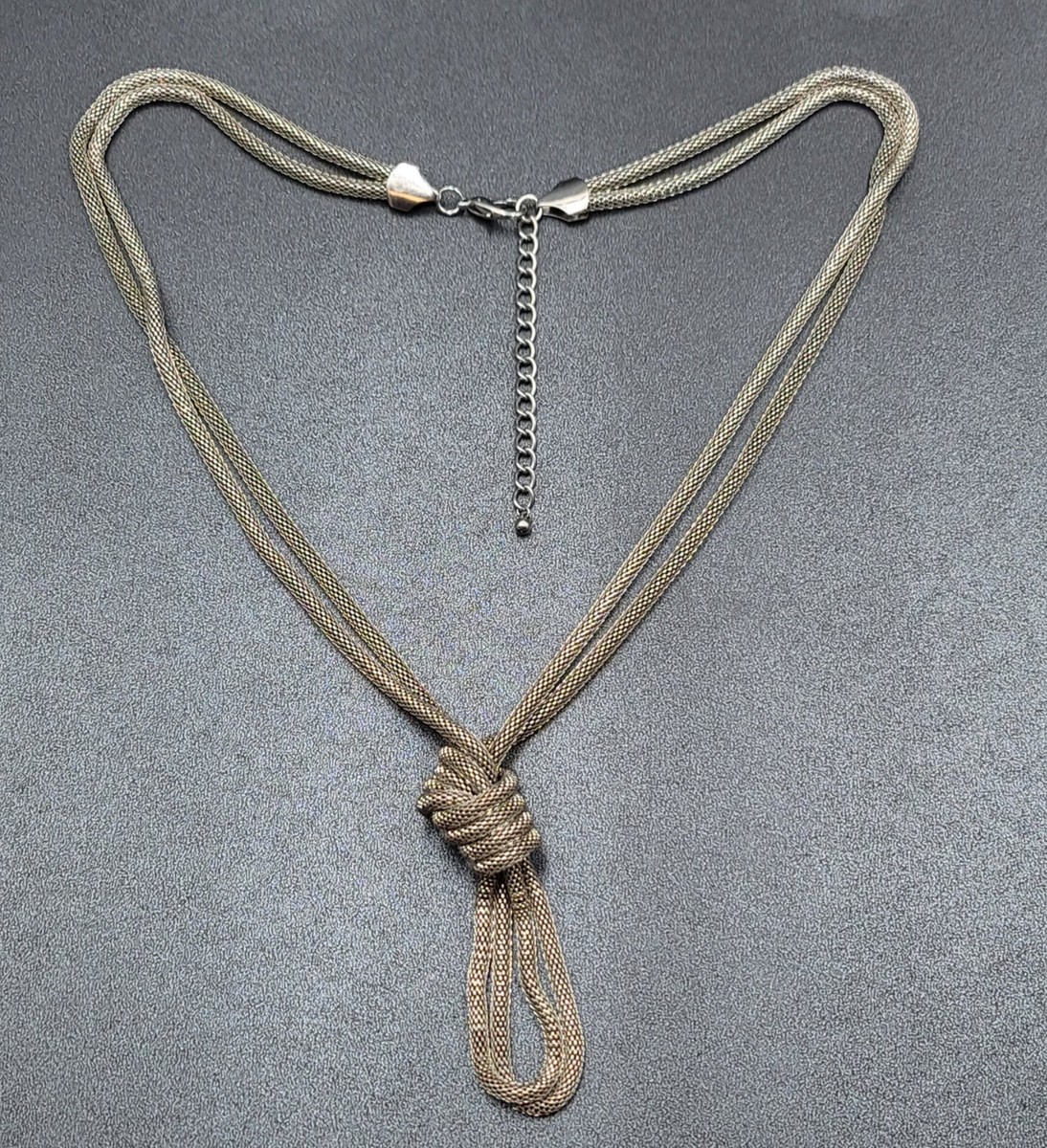 アクセサリー Vintage Silver Knot Chain Necklace 925 Vintage Snake Chain Knot Necklace Silver tone Large Statement 24