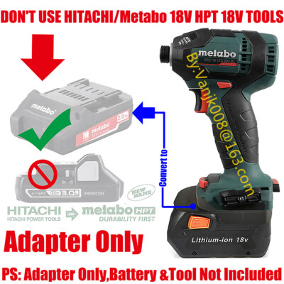1x RIDGID/AEG 18V Slider Li-Ion Battery To Metabo18V Impact Drill Tools Adapter