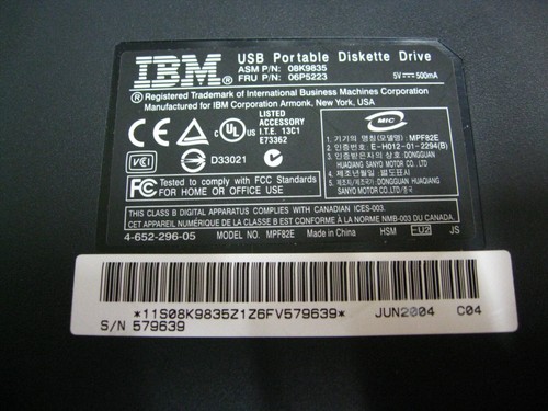 IBM Floppy Drive Portable USB & Travel Case 3.5 inch Disc Model MPF82E - Picture 6 of 6