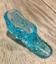 Retro Blue Glass Daisy and Button Slipper 