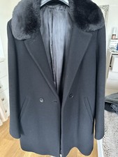 Black Jigsaw Modern Fur Collar Coat Uk10