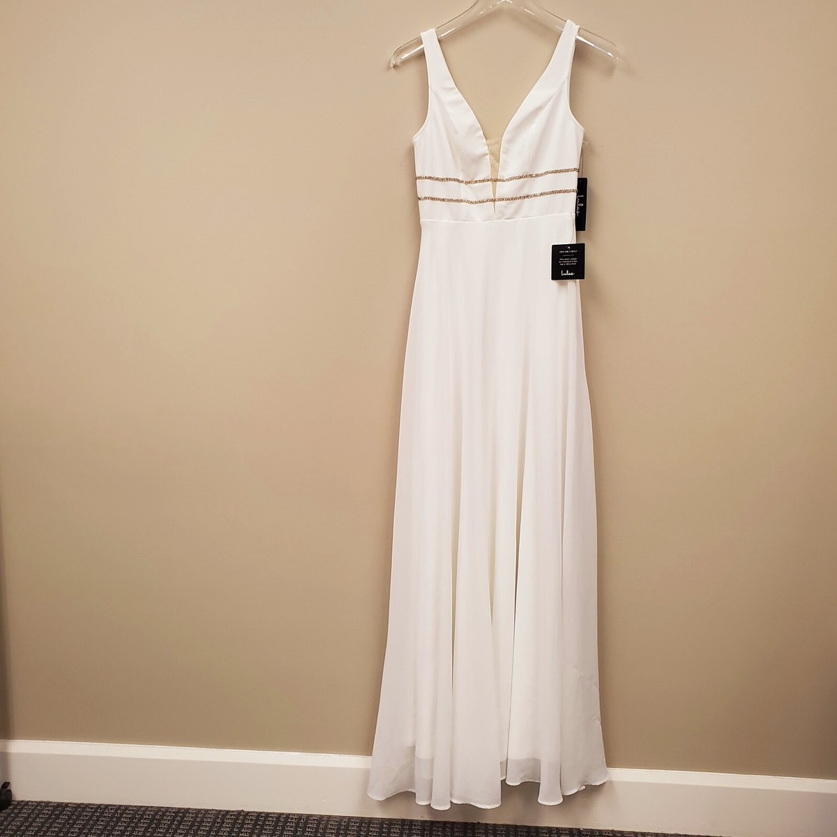 Lulu's Lola Rose White Sleeveless Rhinestone Maxi Dress Sz XS NWT Bridal |  eBay