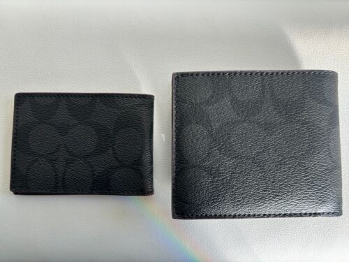 NWT Coach 3 In 1 Wallet In Signature Canvas F41346 Black/Brown/Oxblood - Picture 3 of 7