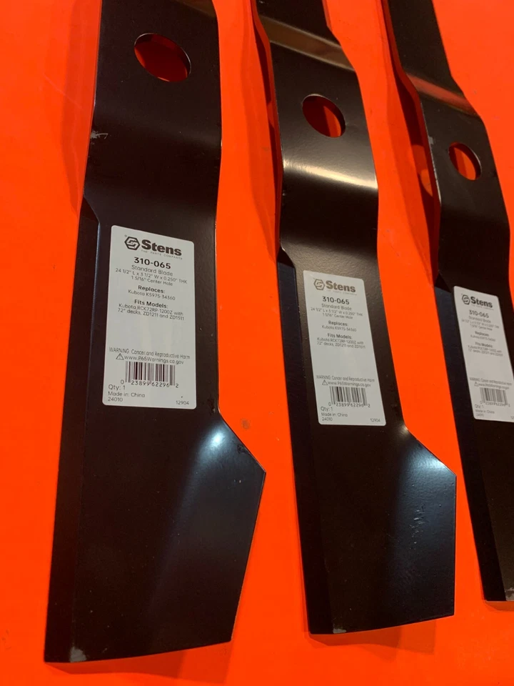 Set/3 mower blades for KUBOTA K5975-34360 RCK72RP-1200Z,-1500Z 72" ZD1211 ZD1511 - Image 2 of 2