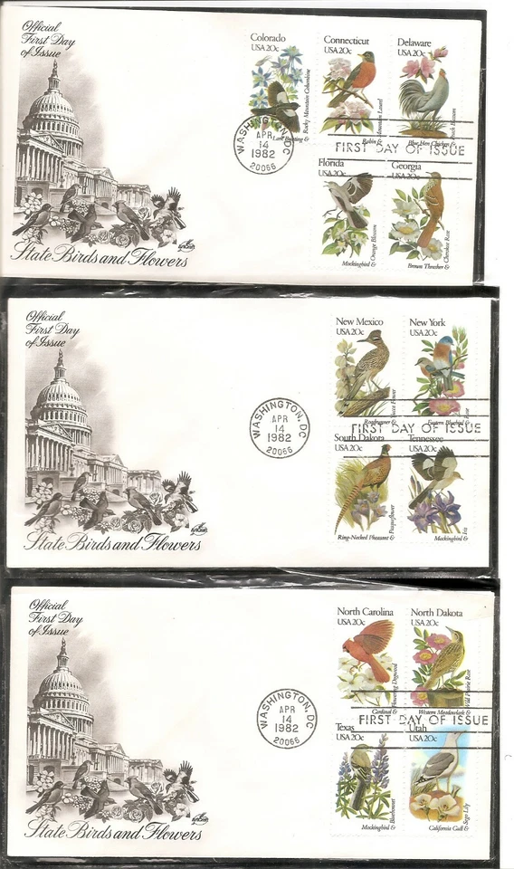 US SC # 1953-2002 State Birds And Flowers FDC. Set on 12 Covers. Artcraft Cachet - Image 4 of 4