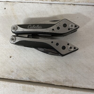 CABELAS SMALL  7 Tool Pocket Knife PLIERS MULTI-TOOL  Silver & Black Fast Ship