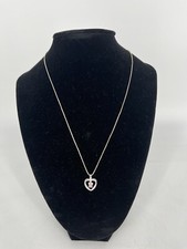 Women  s Silver Plated Hallow Heart Shaped Necklace Baby Pink Gem