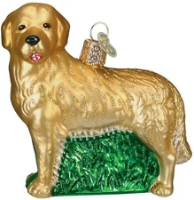 Old World Christmas Glass Blown Ornament, Golden Retriever (With OWC Gift Box)