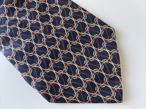 Brooks Brothers Makers 100% Silk USA Made Neck Tie Blue Burgundy Circle Locks