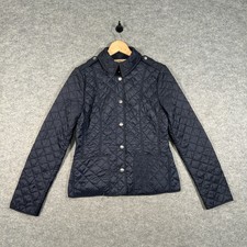Vintage Burberry Jacket Womens Small Blue Quilted Brit Kencott Lightweight Coat
