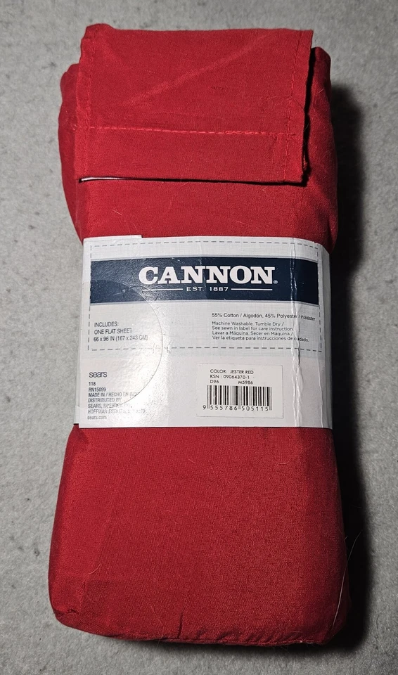 Sábana plana doble roja Jester, 66x96 pulgadas, 167x243 cm, sensación suave, fácil cuidado, cañón Foto 3 de 4