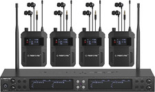 4x25 UHF Frequencies Mono Wireless in Ear Audio Monitor System with 4 Bodypacks