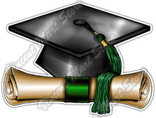 Cap Diploma Graduation Education Graduate Car Bumper Vinyl Sticker Decal 5"X4"
