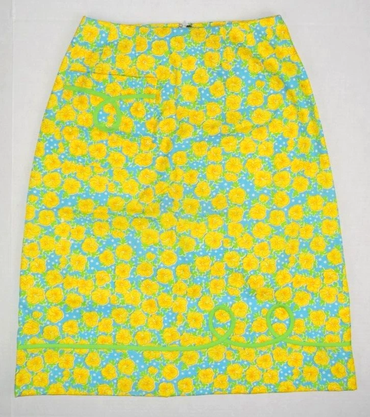 Falda Flores Vintage Lilly Pulitzer Talla S/M W25" Años 60 70 Amarillo Azul Verde Foto 2 de 4