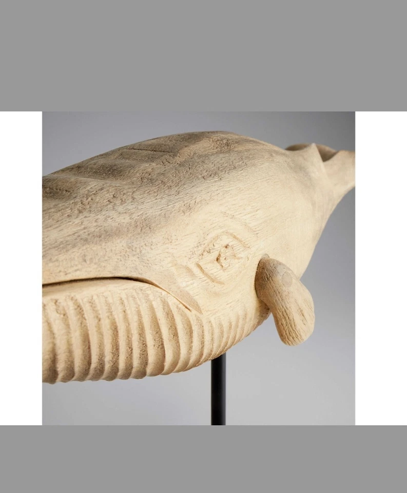 Diseño Cian Hierro y Madera Humphrey Ballena Estatua Mesa Decoración Playa, Costera Foto 2 de 4