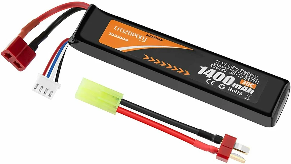 11,1V 1400mAh LiPo Batterie 30C mit Mini-Tamiya-Kabel für Airsoft Guns Gewehr  - Bild 2 von 4