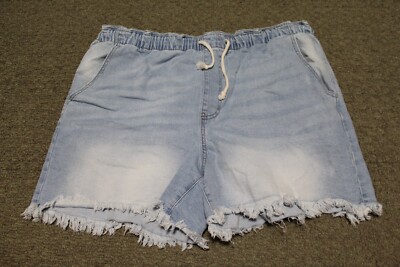 Celebrity Pink Light Blue Denim Drawstring Jean Shorts Cut-Off Women's 3XL