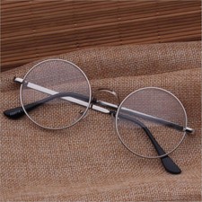 Vintage Round 52mm Eyeglass Frames Metal Full Rim Clear Lens Glasses Man Women