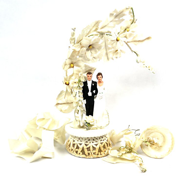 Vintage 1940s 50s Wedding Cake Topper Bride MCM 10''