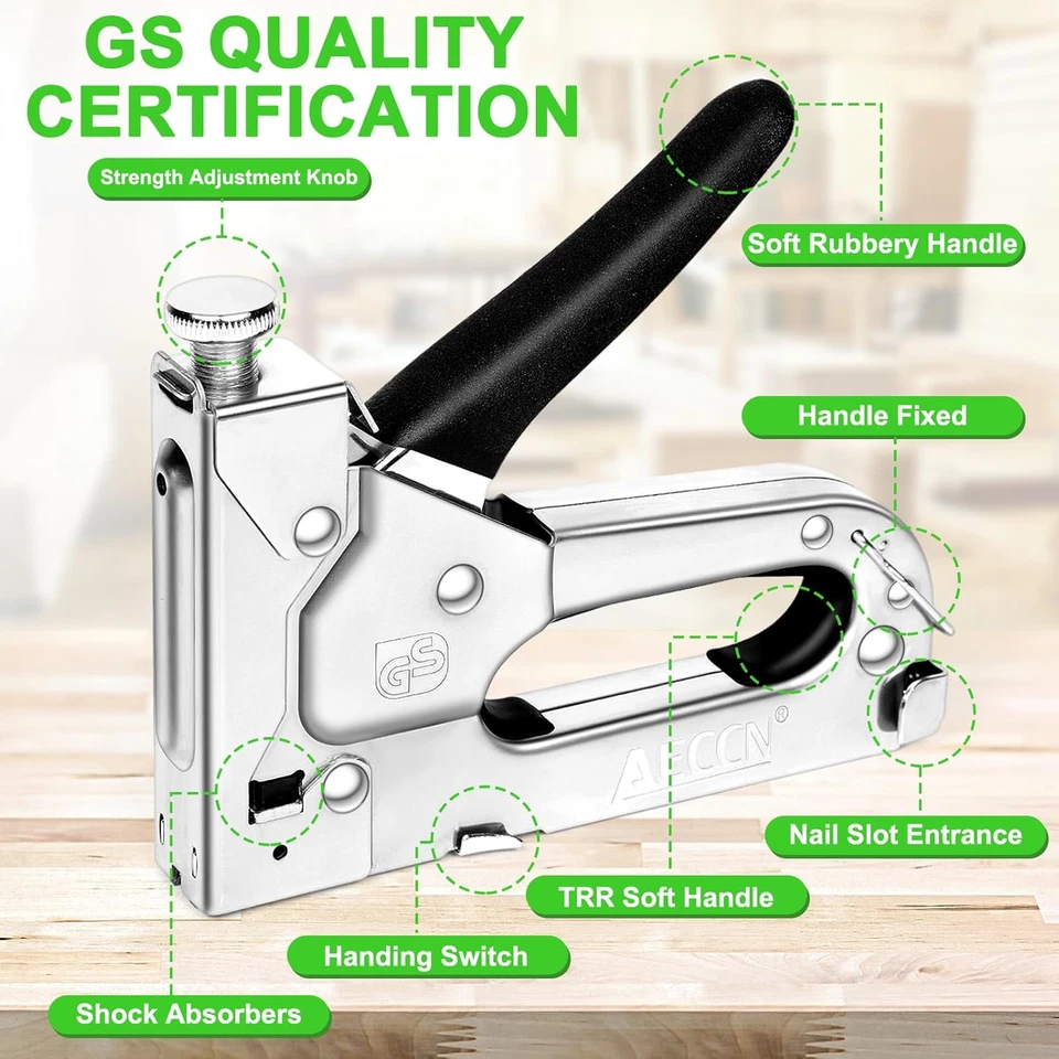 Graffatrice Manuale Graffettatrice Professionale 3 in 1 Pistola per Sparapunti C - Immagine 2 di 4