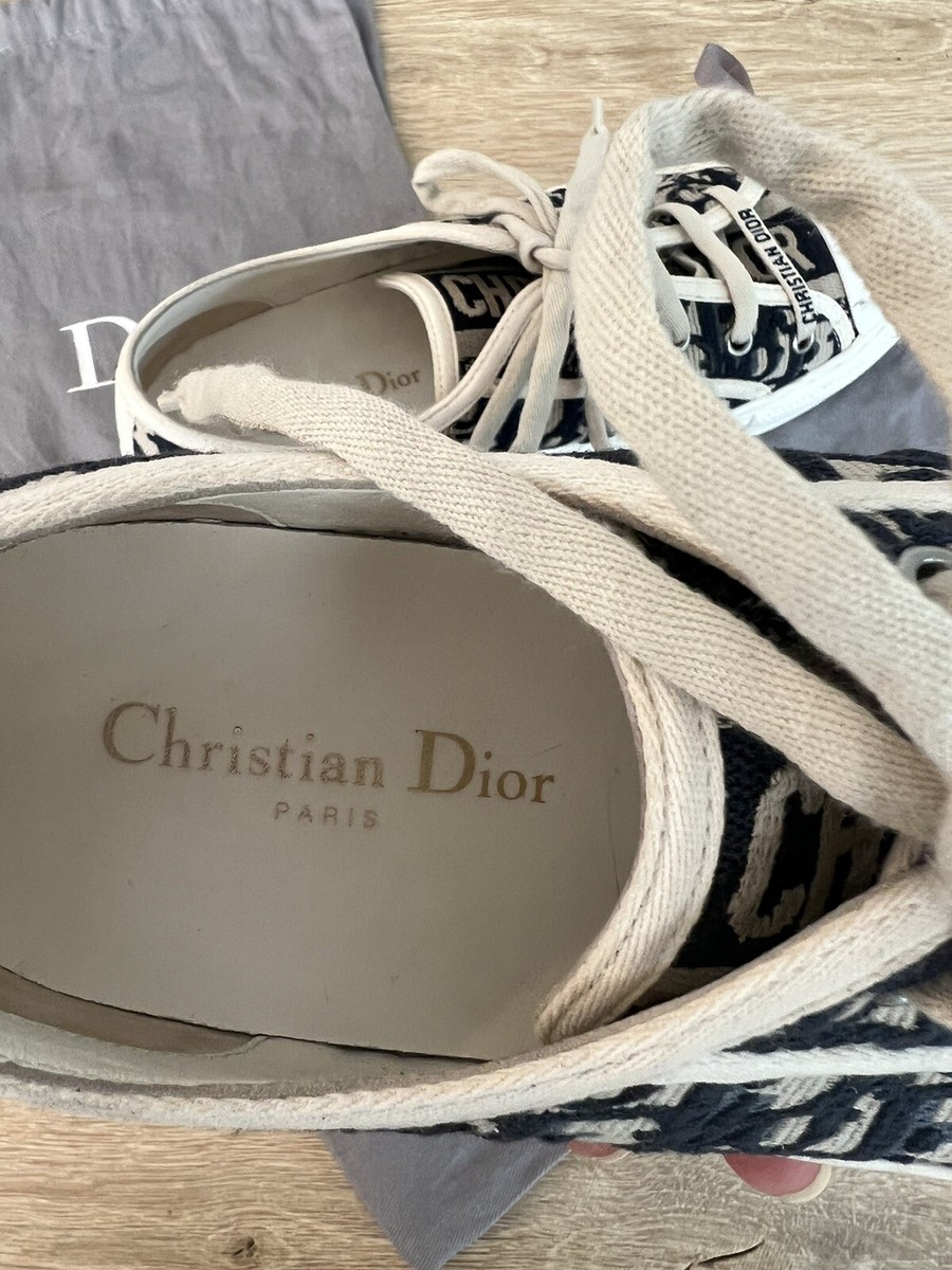 AUTH CHRISTIAN DIOR DEEP BLUE OBLIQUE WALK'N'DIOR LOW TOP SNEAKER