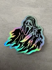 Ghost Face Scream Scary Halloween Decal Sticker 3” Waterproof Holographic Vinyl