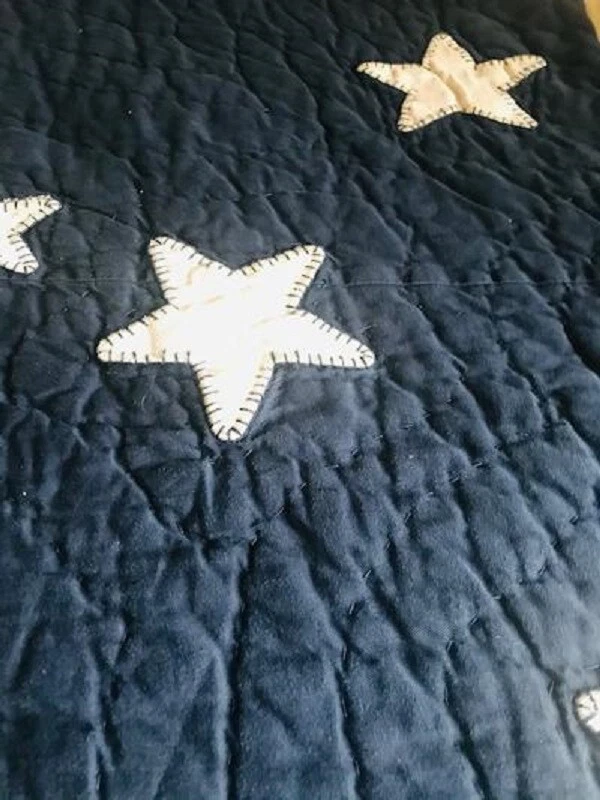 Pottery Barn Star Quilt Navy Blue Queen No Sham Big Shining Kids Rare🦩 - Image 2 of 4