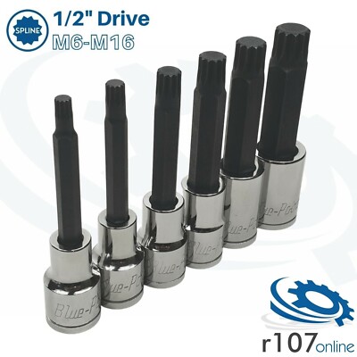 Blue Point 1/2'' lange Spline Steckschlüsseleinsätze M6-M16 - wie von Snap On verkauft