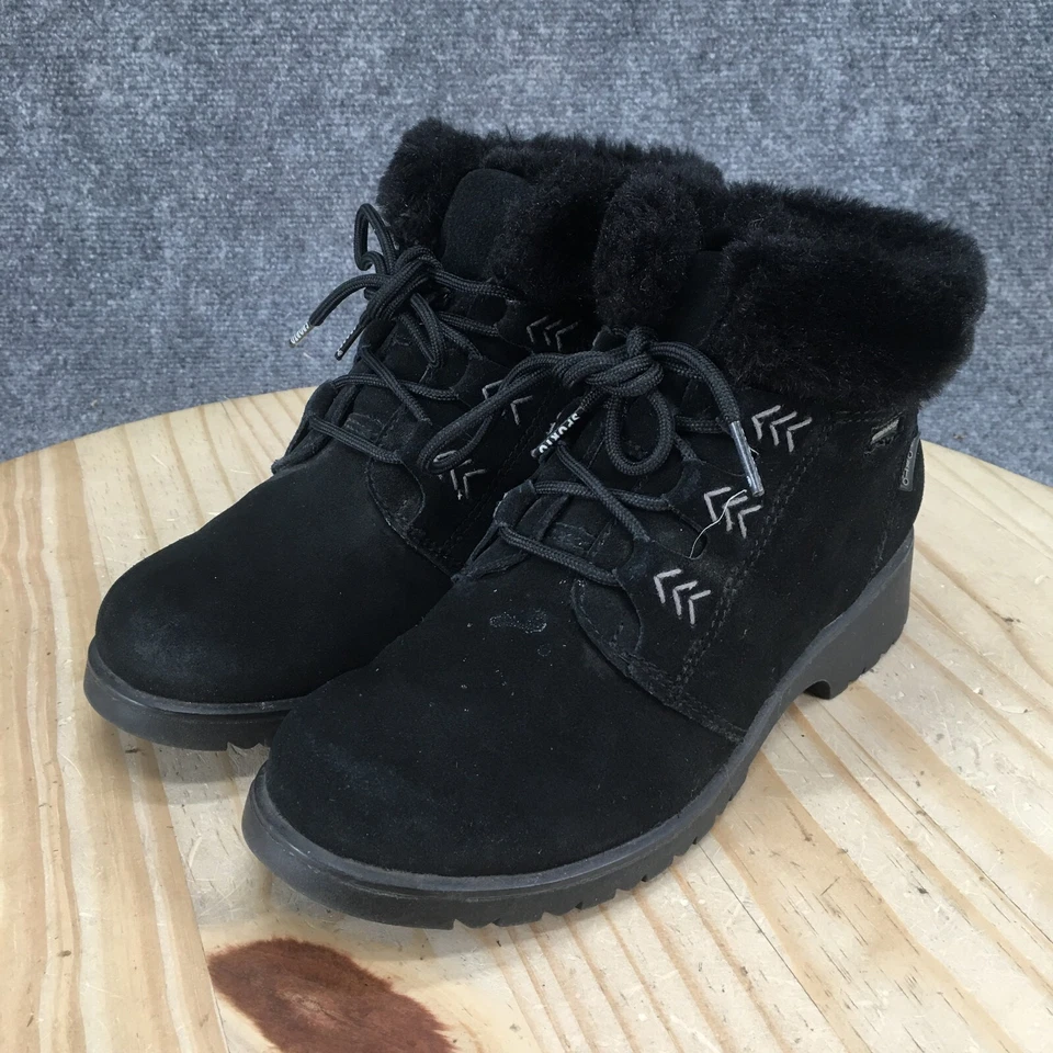 Sporto Boots Womens 8 M Ankle Winter Casual Black Leather Lace Up Faux Fur - Image 3 of 4