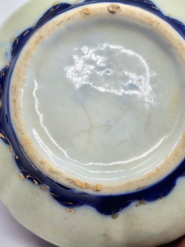 "Tetera de porcelana pintada a mano de colección azul cobalto, floral y dorada/Japón 3" - Imagen 8 de 10