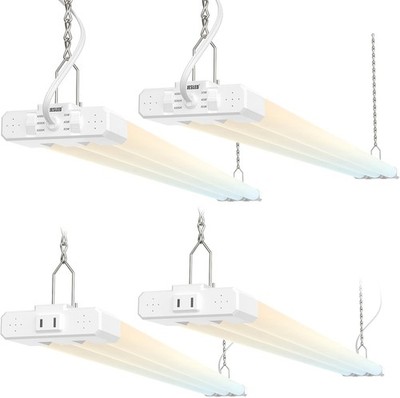 4-Pack 4FT 50W Linkable LED Shop Light Fixtures Dimmable 4000K 6500K for Garage