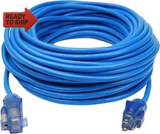 100 Ft Extreme Cold Weather Outdoor Extension Cord, Lighted End, 16