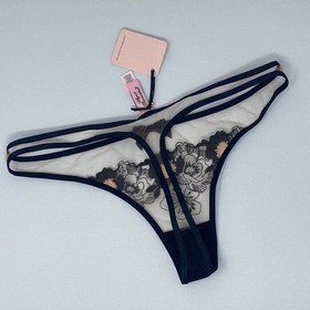 Agent Provocateur Janie Black Peach Thong AP5 Extra Large New
